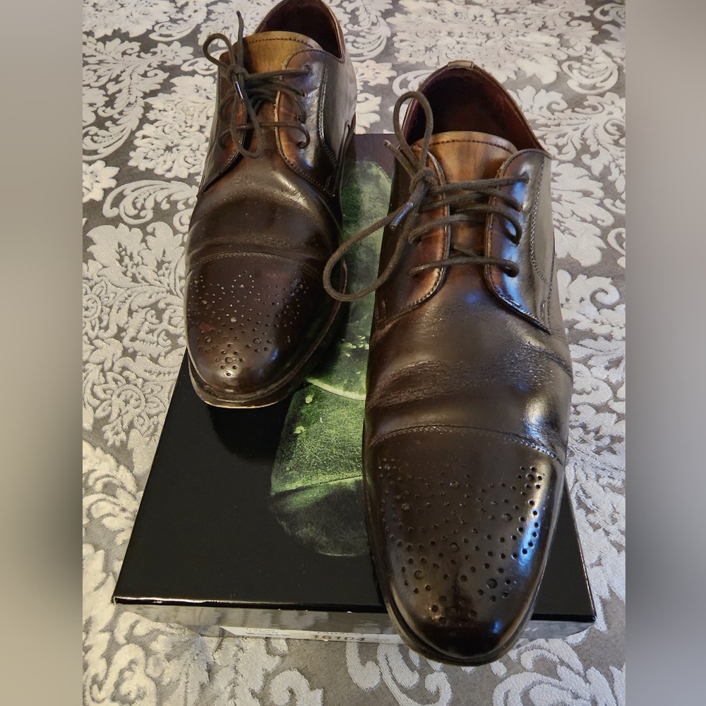 Mens dress shoes size 7.5 -58 Magnanni style Lalin 17878 Tabaco used like new